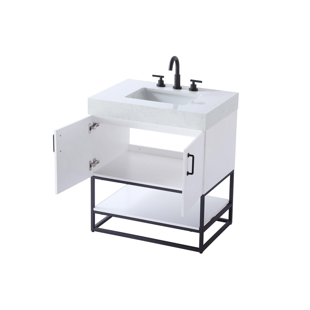 30 Inch Single Bathroom Vanity In White - View 5 - Joshua Marshal