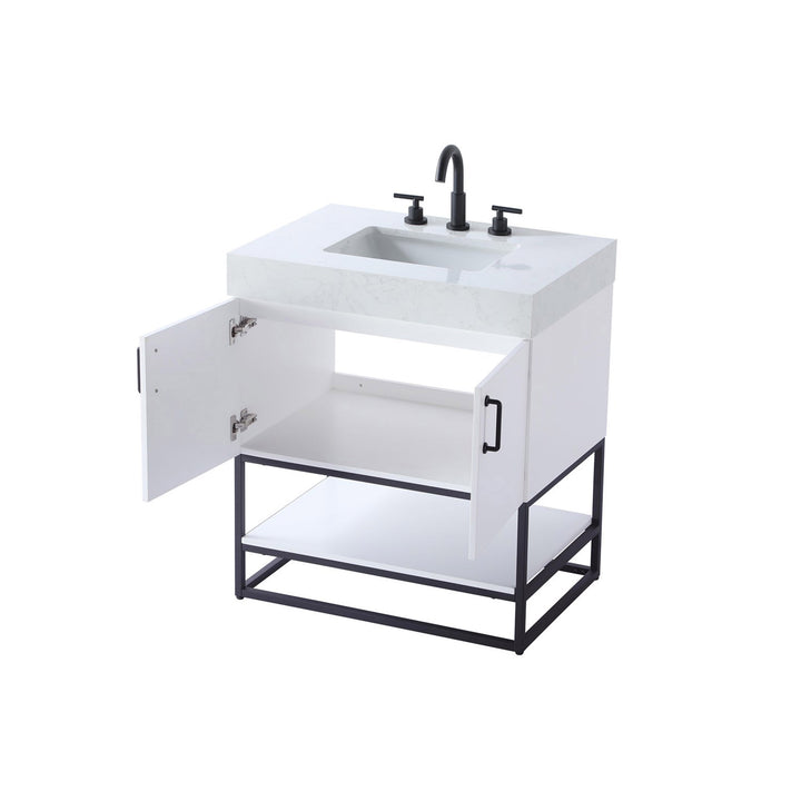 30 Inch Single Bathroom Vanity In White - View 5 - Joshua Marshal