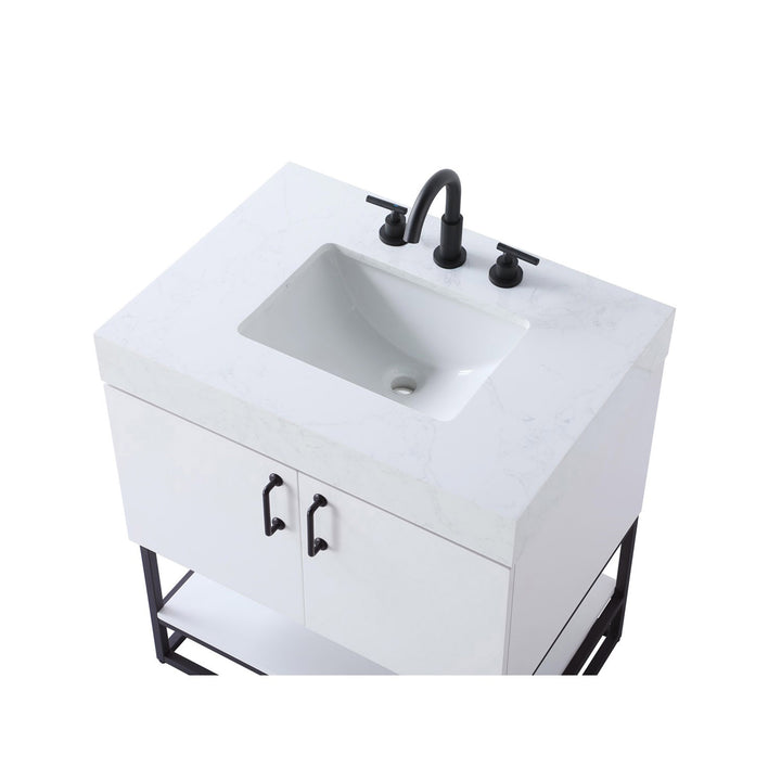 30 Inch Single Bathroom Vanity In White - View 6 - Joshua Marshal