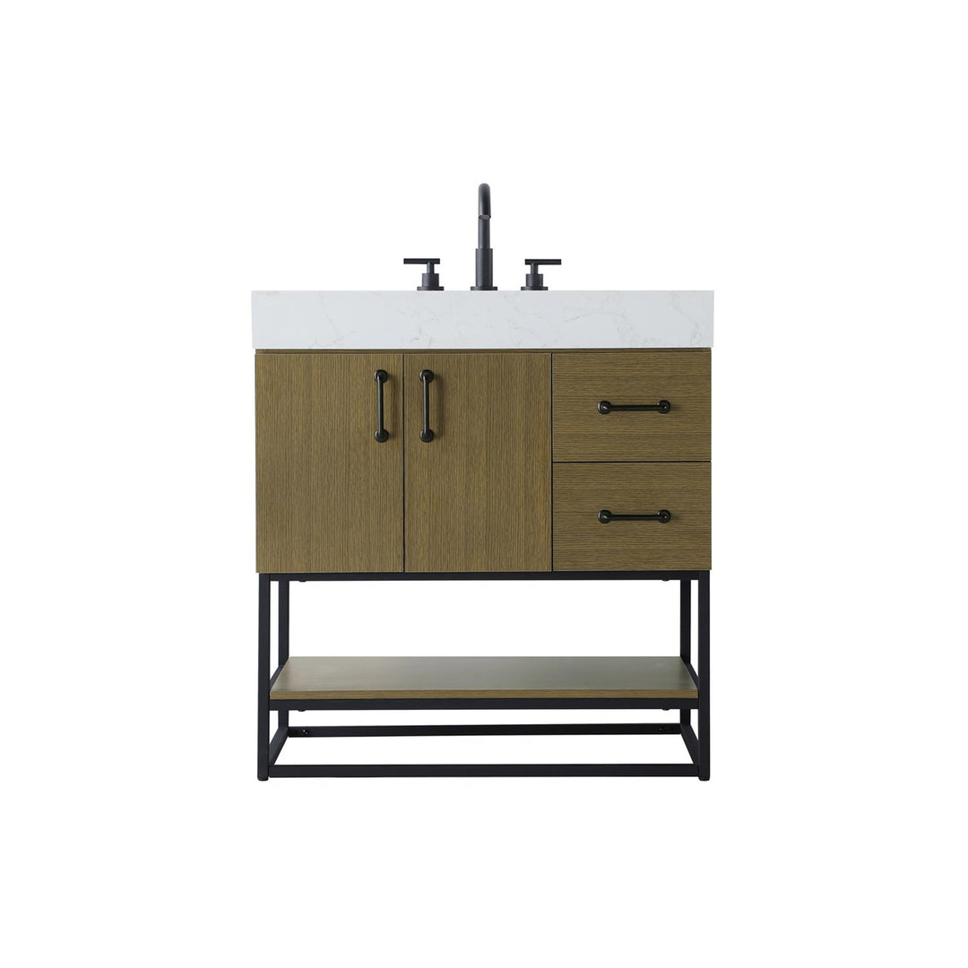 32 Inch Single Bathroom Vanity In Chestnut Brown - View 3 - Joshua Marshal