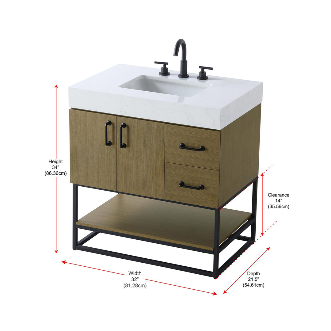 32 Inch Single Bathroom Vanity In Chestnut Brown - View 4 - Joshua Marshal