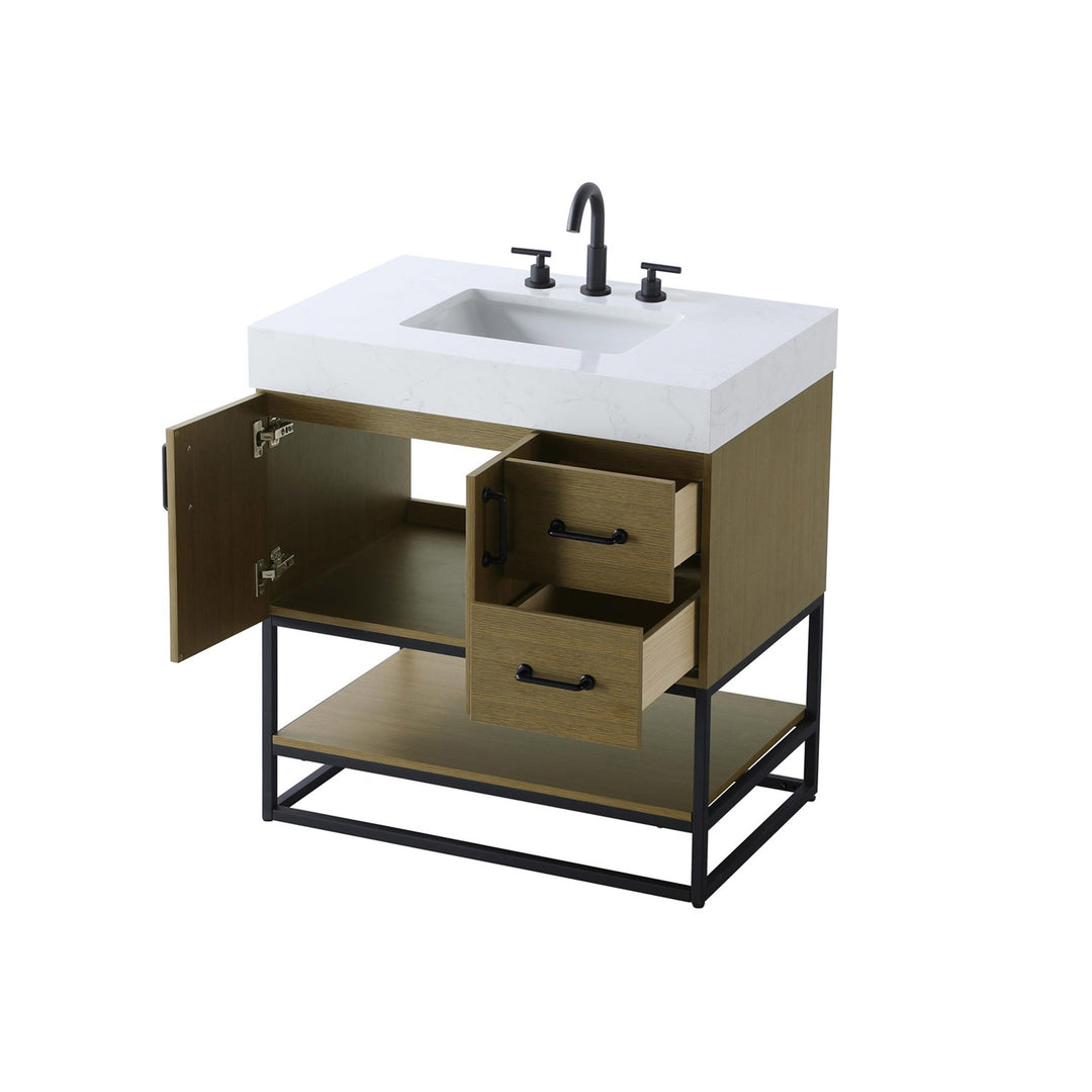 32 Inch Single Bathroom Vanity In Chestnut Brown - View 5 - Joshua Marshal