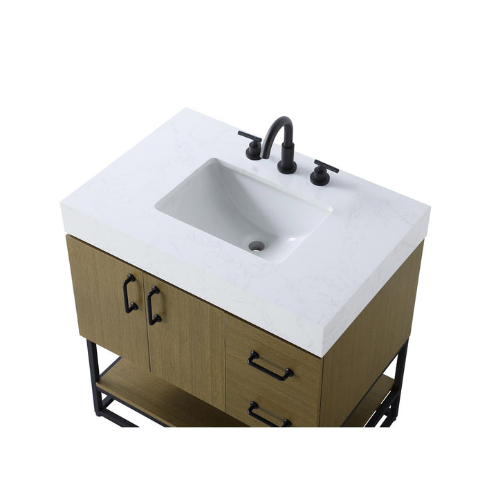 32 Inch Single Bathroom Vanity In Chestnut Brown - View 6 - Joshua Marshal