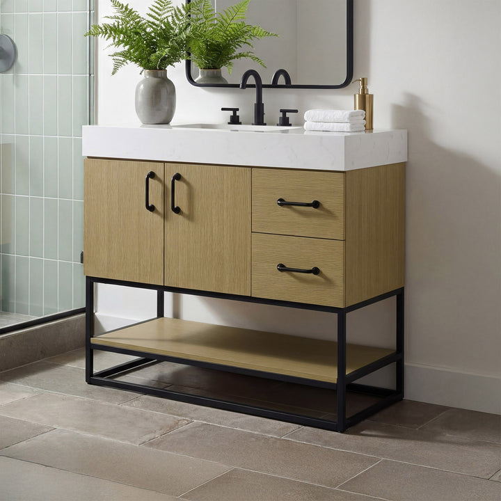 32 Inch Single Bathroom Vanity In Honey Brown Honey Brown Finish - KITCHEN & BATH by Joshua Marshal