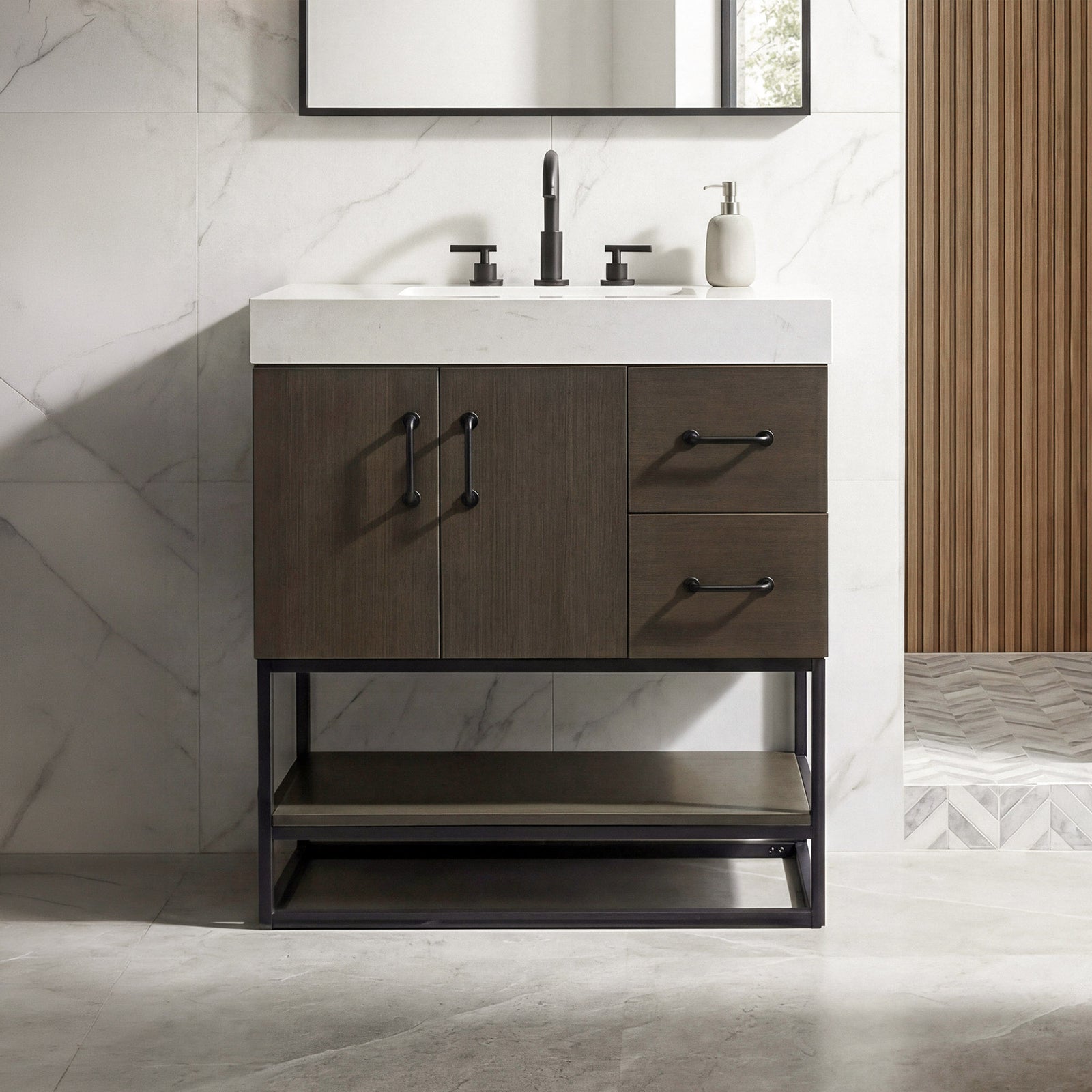 32 Inch Single Bathroom Vanity In Mocha Brown Mocha Brown Finish - KITCHEN & BATH by Joshua Marshal