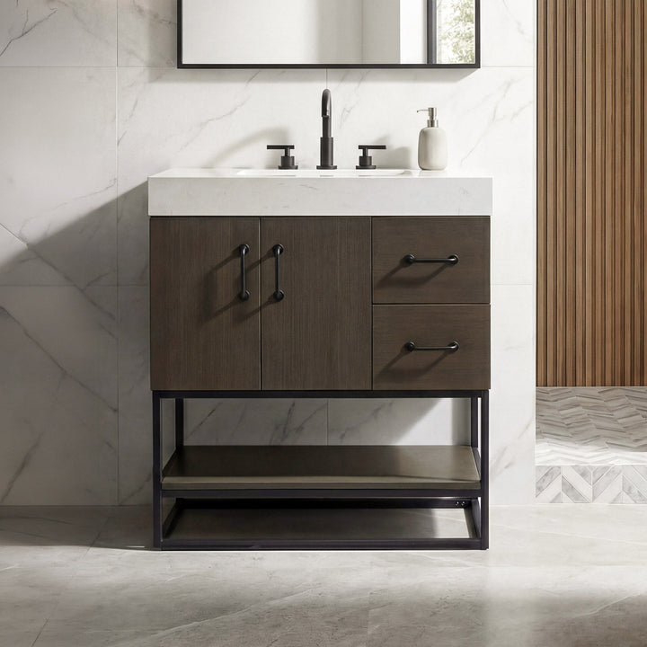 32 Inch Single Bathroom Vanity In Mocha Brown Mocha Brown Finish - KITCHEN & BATH by Joshua Marshal