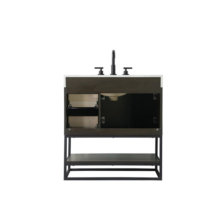 32 Inch Single Bathroom Vanity In Mocha Brown - View 6 - Joshua Marshal