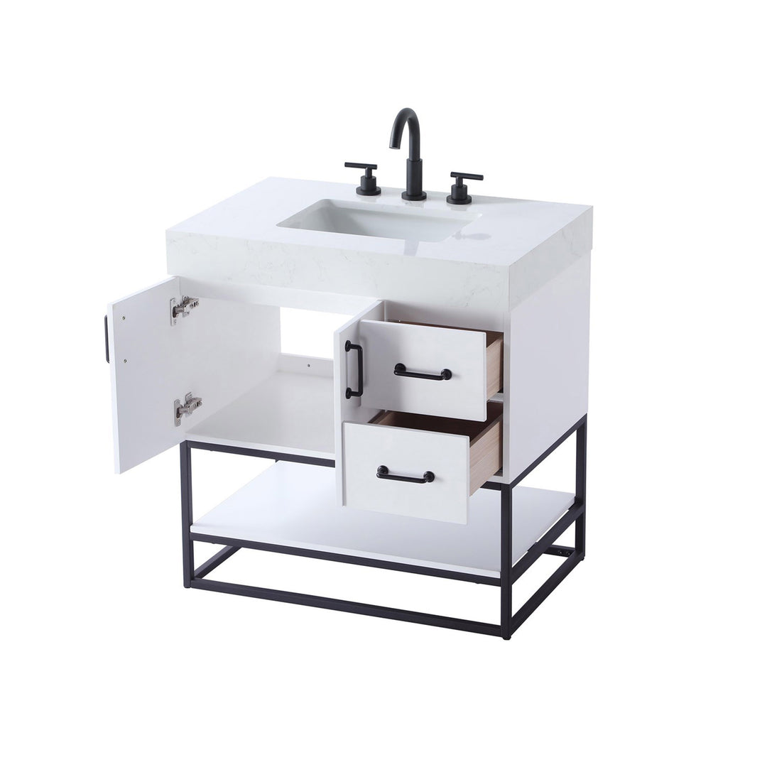 32 Inch Single Bathroom Vanity In White - View 5 - Joshua Marshal