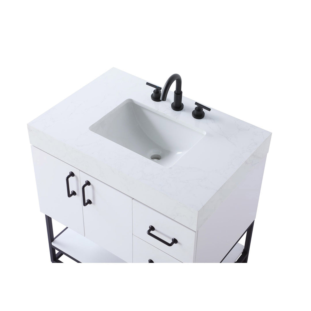 32 Inch Single Bathroom Vanity In White - View 6 - Joshua Marshal