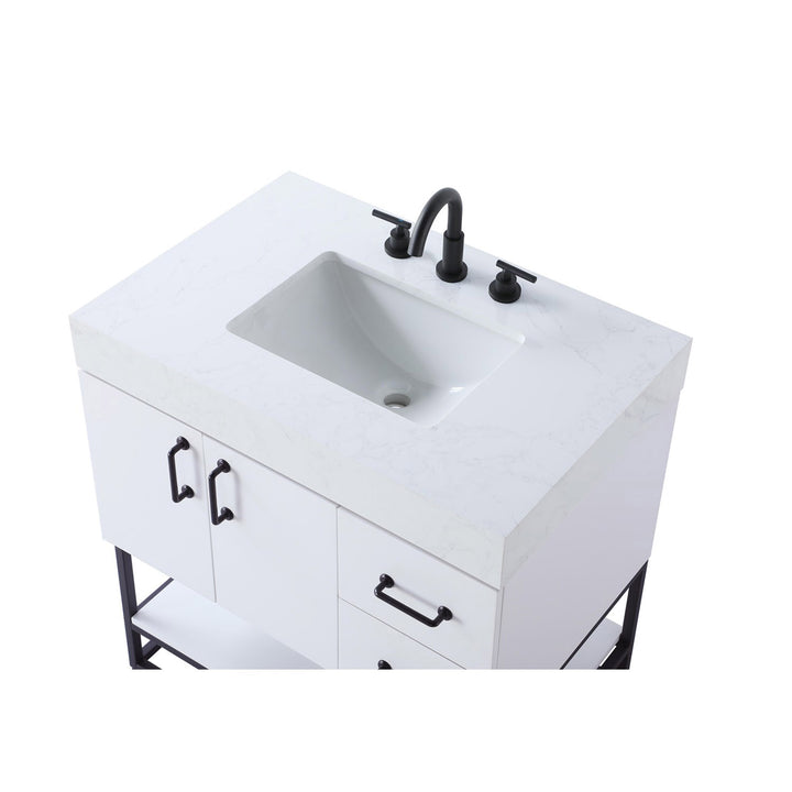 32 Inch Single Bathroom Vanity In White - View 6 - Joshua Marshal