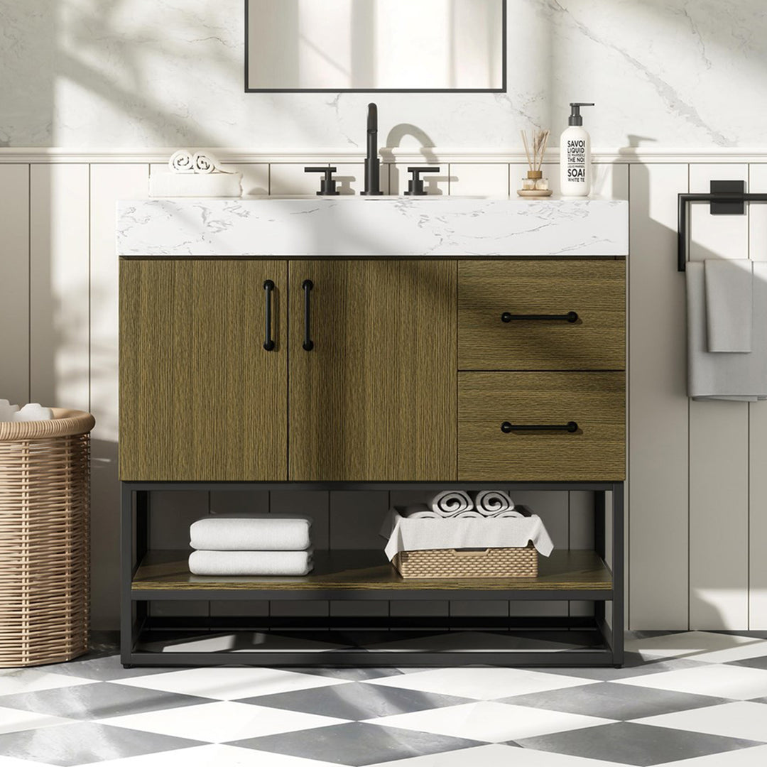 36 Inch Single Bathroom Vanity In Chestnut Brown Chestnut Brown Finish - KITCHEN & BATH by Joshua Marshal