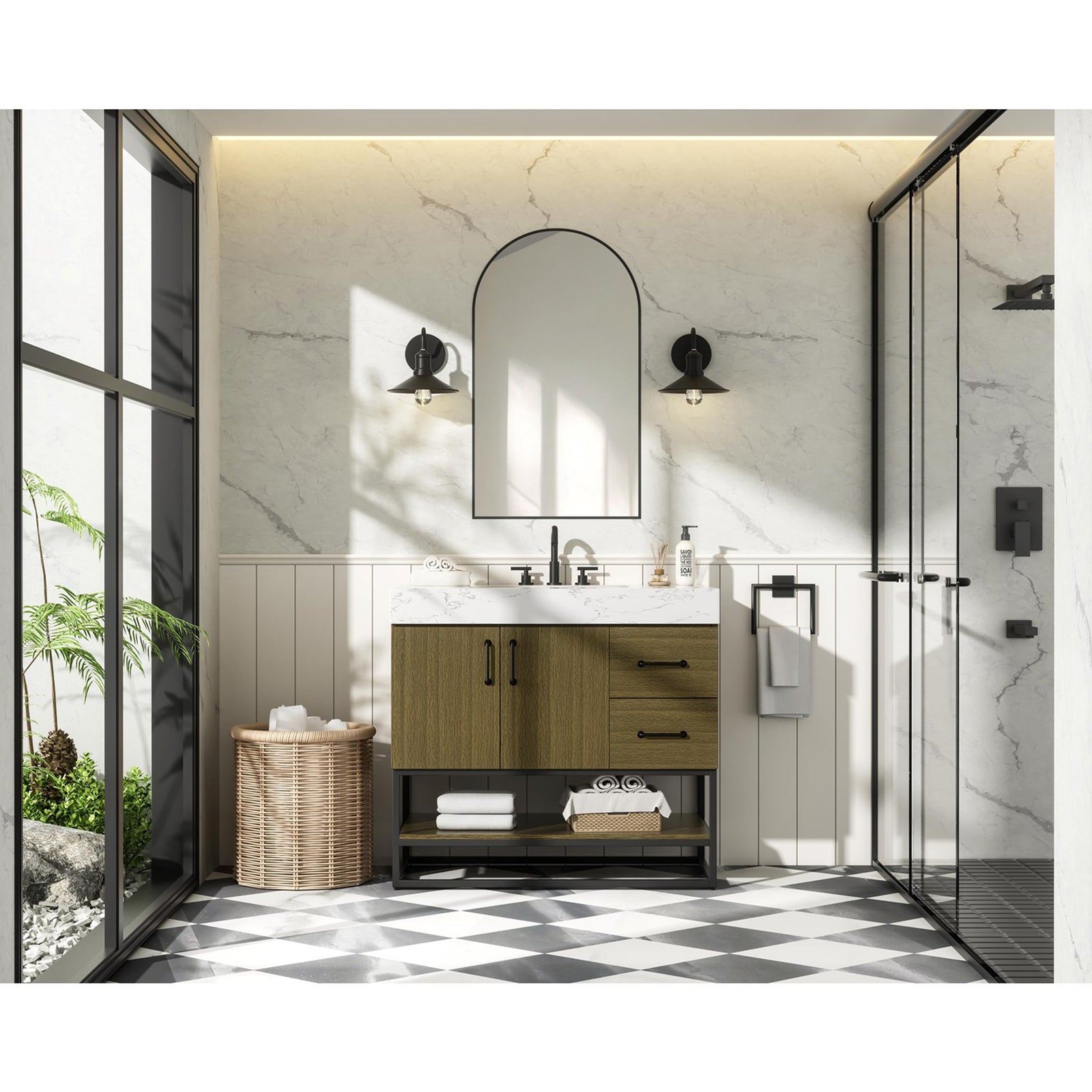 36 Inch Single Bathroom Vanity In Chestnut Brown - View 2 - Joshua Marshal