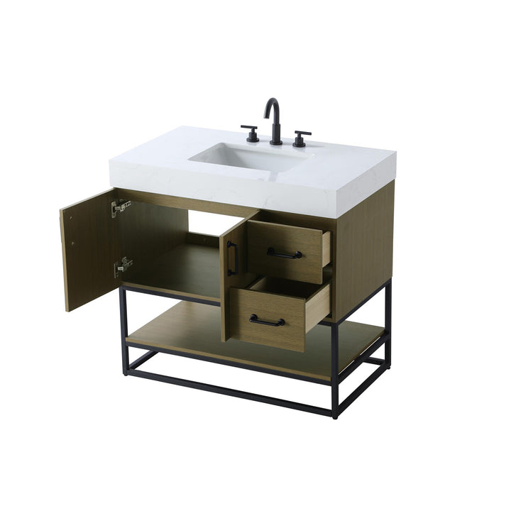 36 Inch Single Bathroom Vanity In Chestnut Brown - View 5 - Joshua Marshal