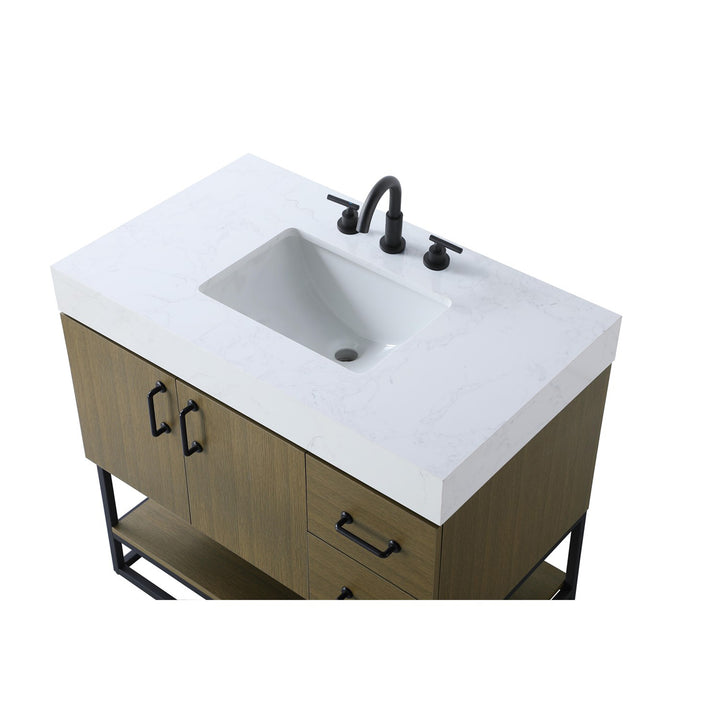 36 Inch Single Bathroom Vanity In Chestnut Brown - View 6 - Joshua Marshal