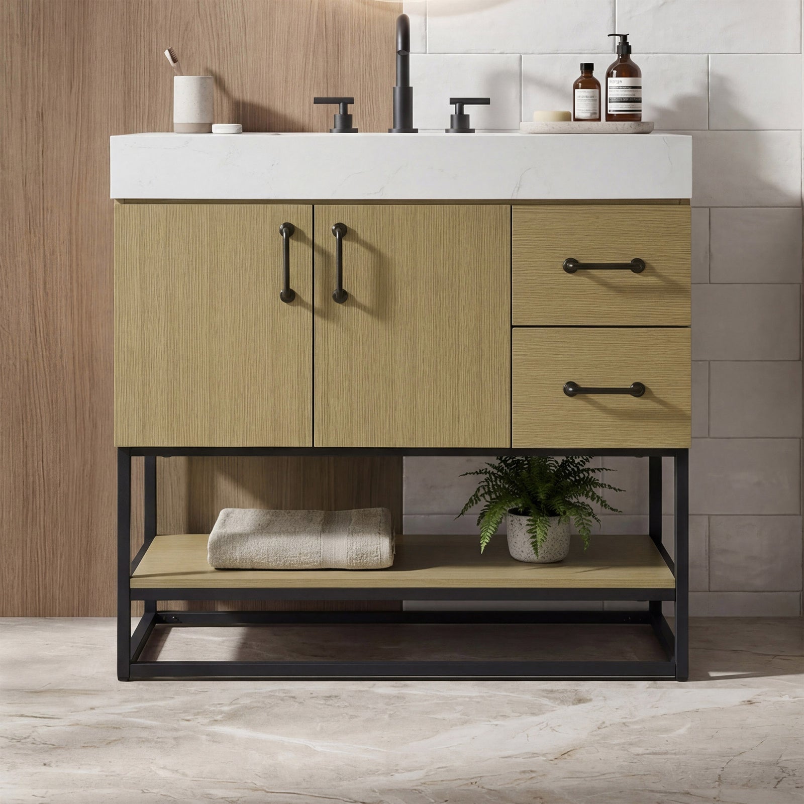 36 Inch Single Bathroom Vanity In Honey Brown Honey Brown Finish - KITCHEN & BATH by Joshua Marshal