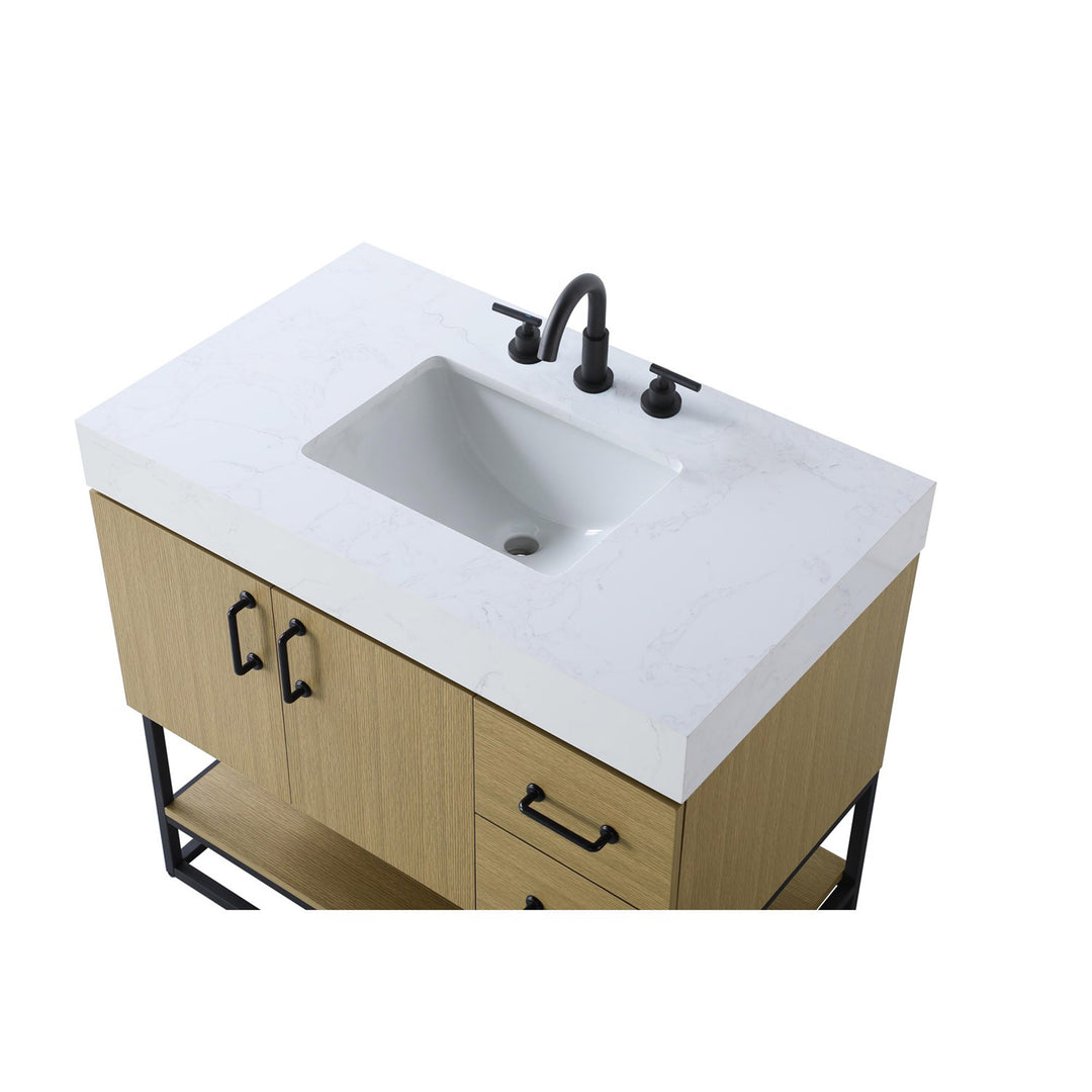 36 Inch Single Bathroom Vanity In Honey Brown - View 6 - Joshua Marshal