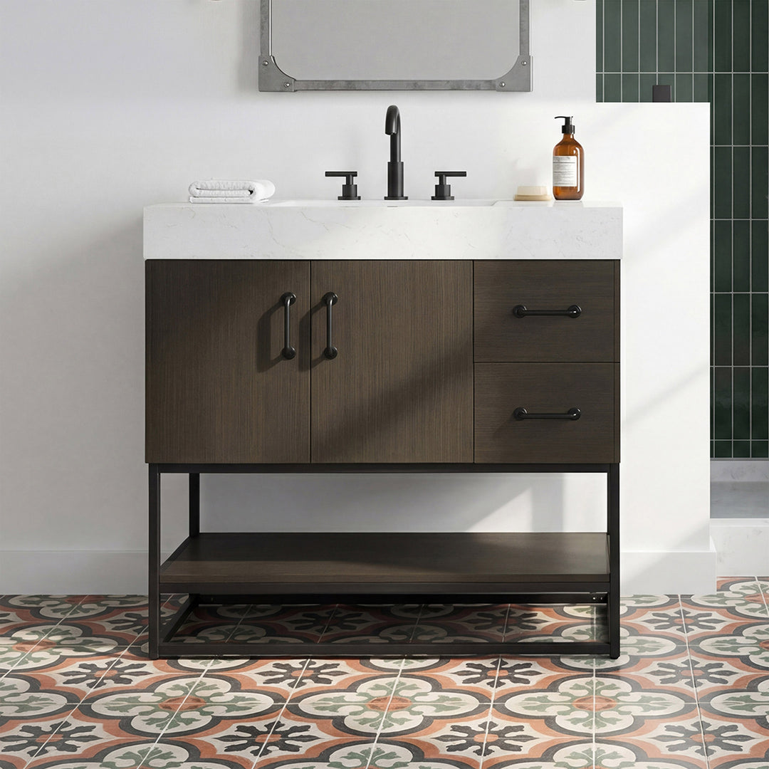 36 Inch Single Bathroom Vanity In Mocha Brown Mocha Brown Finish - KITCHEN & BATH by Joshua Marshal