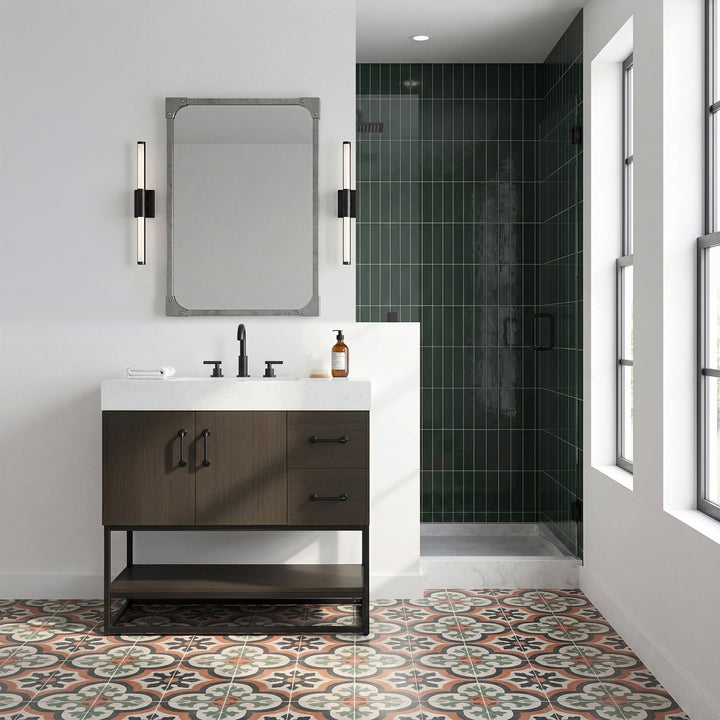 36 Inch Single Bathroom Vanity In Mocha Brown - View 2 - Joshua Marshal