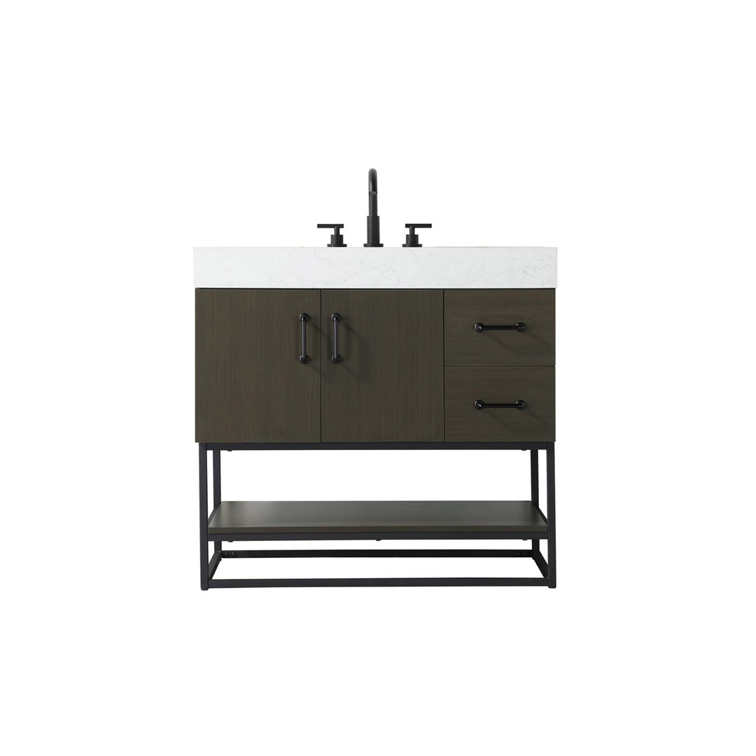36 Inch Single Bathroom Vanity In Mocha Brown - View 3 - Joshua Marshal