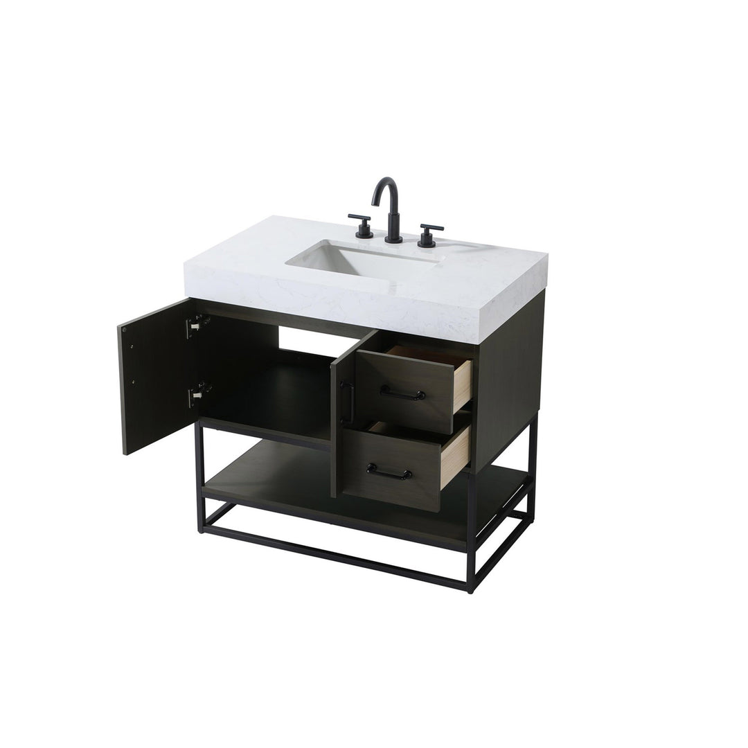 36 Inch Single Bathroom Vanity In Mocha Brown - View 5 - Joshua Marshal