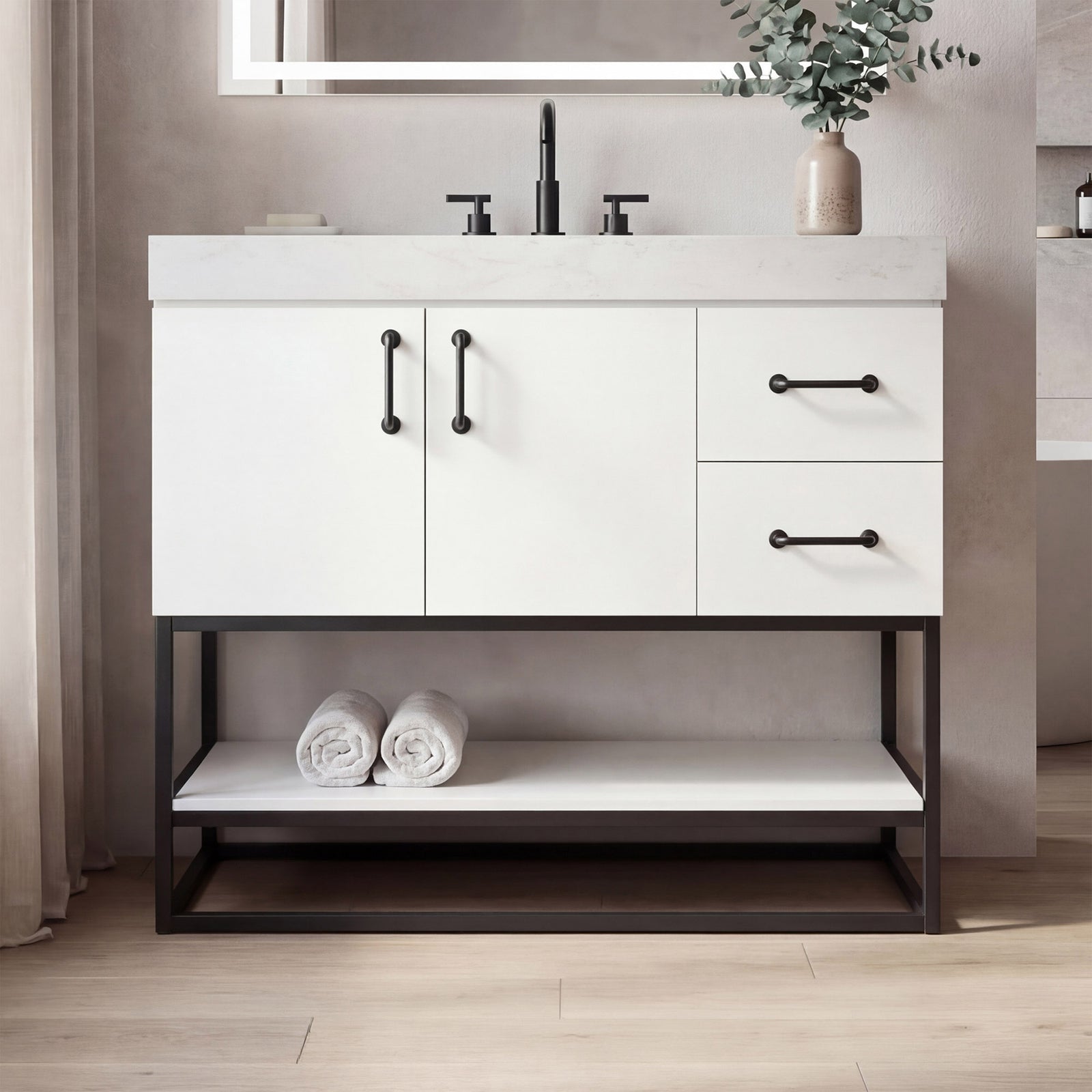 36 Inch Single Bathroom Vanity In White White Finish - KITCHEN & BATH by Joshua Marshal