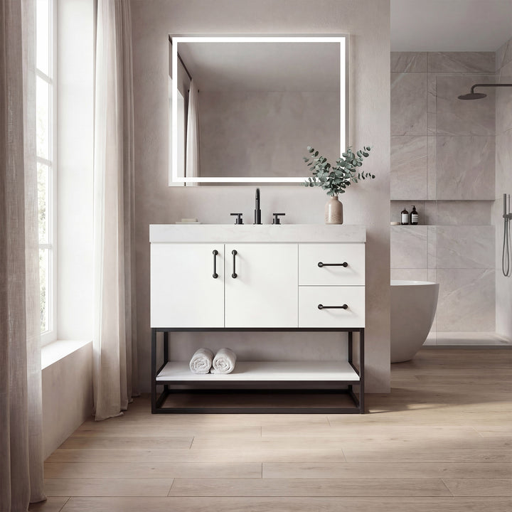 36 Inch Single Bathroom Vanity In White - View 2 - Joshua Marshal