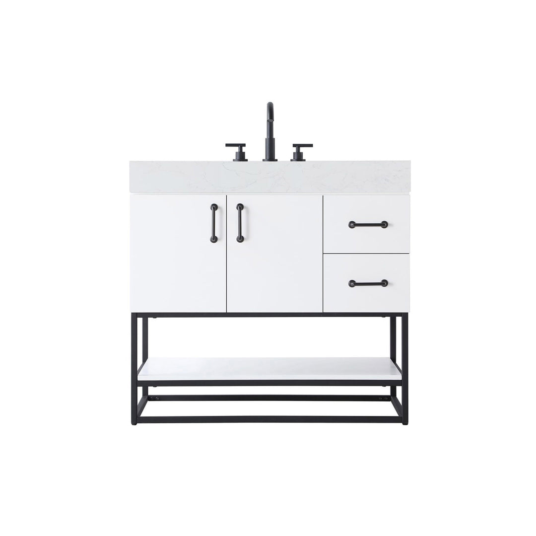 36 Inch Single Bathroom Vanity In White - View 3 - Joshua Marshal