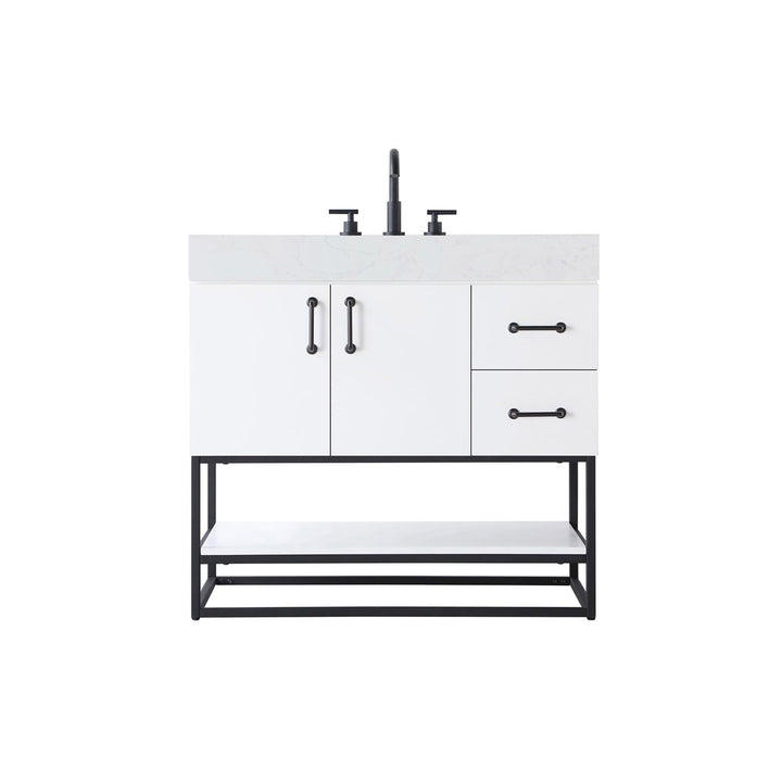 36 Inch Single Bathroom Vanity In White - View 3 - Joshua Marshal
