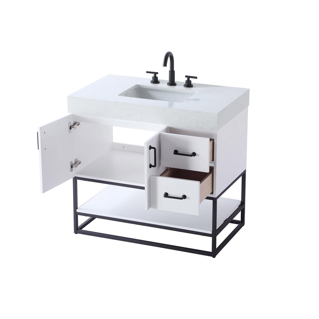 36 Inch Single Bathroom Vanity In White - View 5 - Joshua Marshal