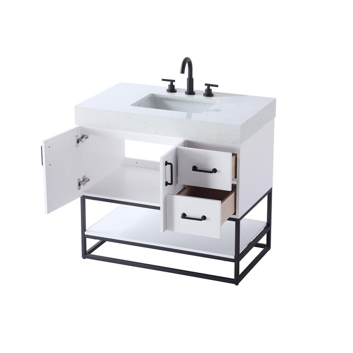 36 Inch Single Bathroom Vanity In White - View 5 - Joshua Marshal