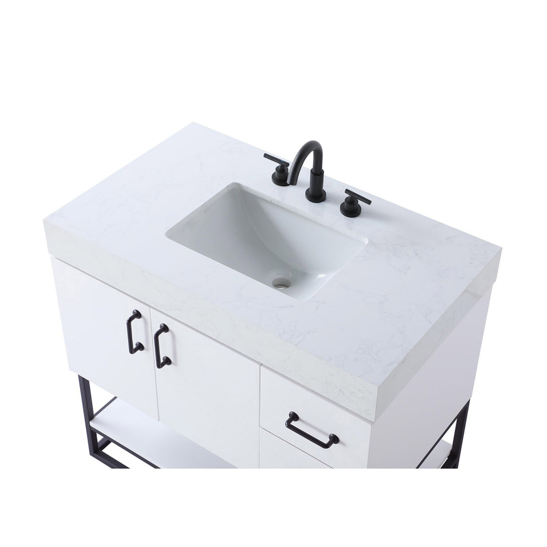 36 Inch Single Bathroom Vanity In White - View 6 - Joshua Marshal