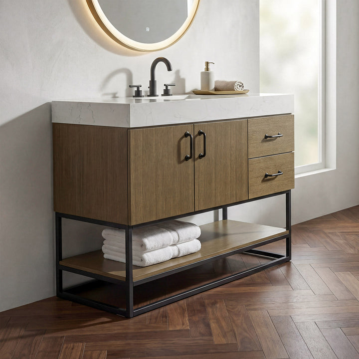42 Inch Single Bathroom Vanity In Chestnut Brown Chestnut Brown Finish - KITCHEN & BATH by Joshua Marshal
