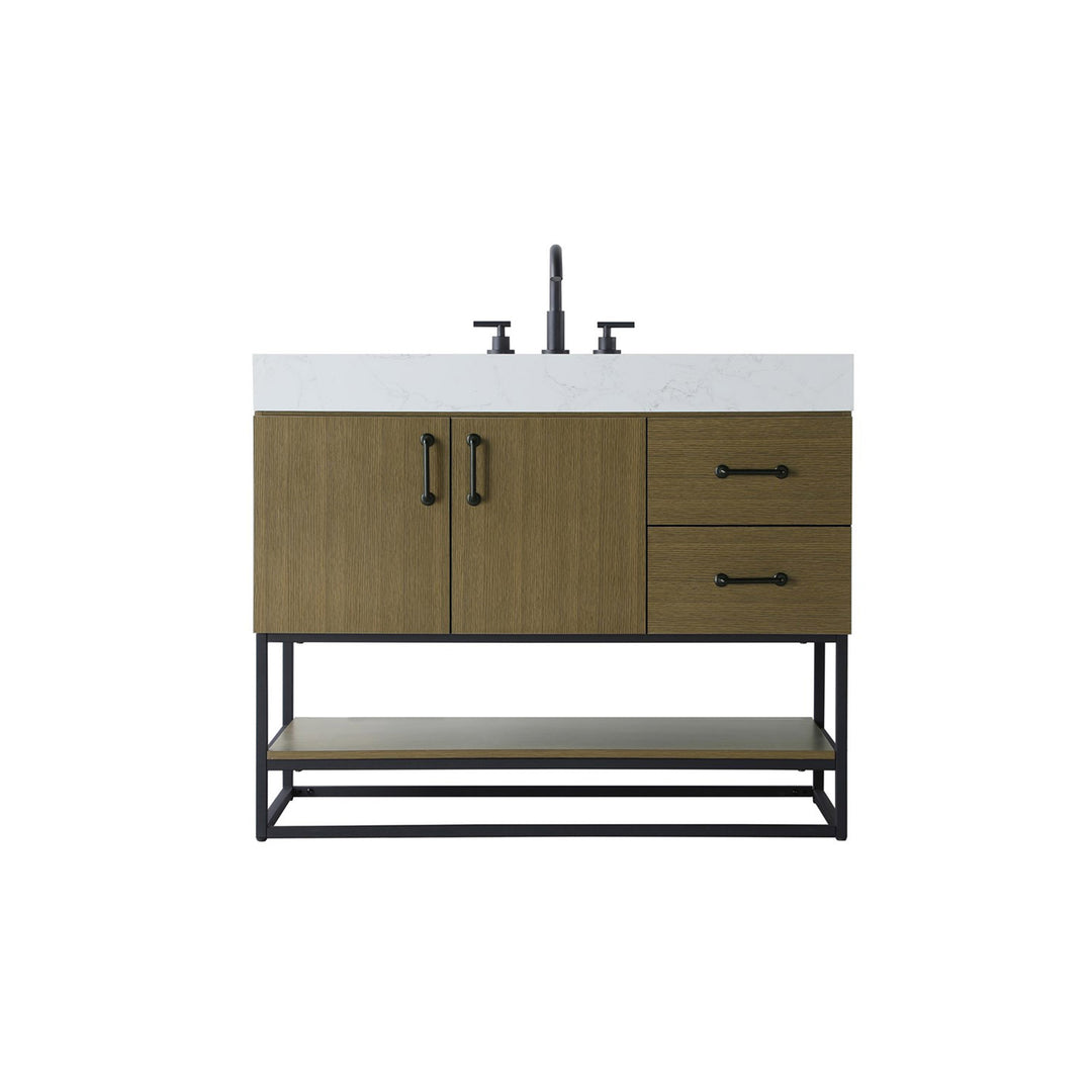42 Inch Single Bathroom Vanity In Chestnut Brown - View 3 - Joshua Marshal