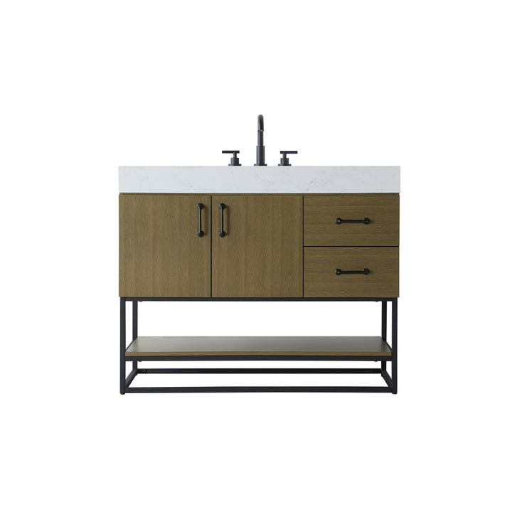 42 Inch Single Bathroom Vanity In Chestnut Brown - View 3 - Joshua Marshal