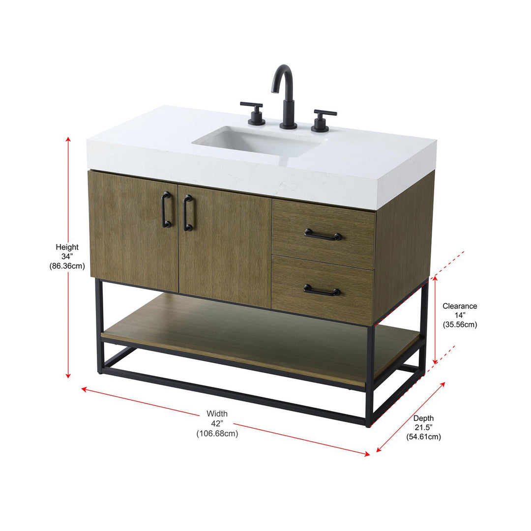 42 Inch Single Bathroom Vanity In Chestnut Brown - View 4 - Joshua Marshal