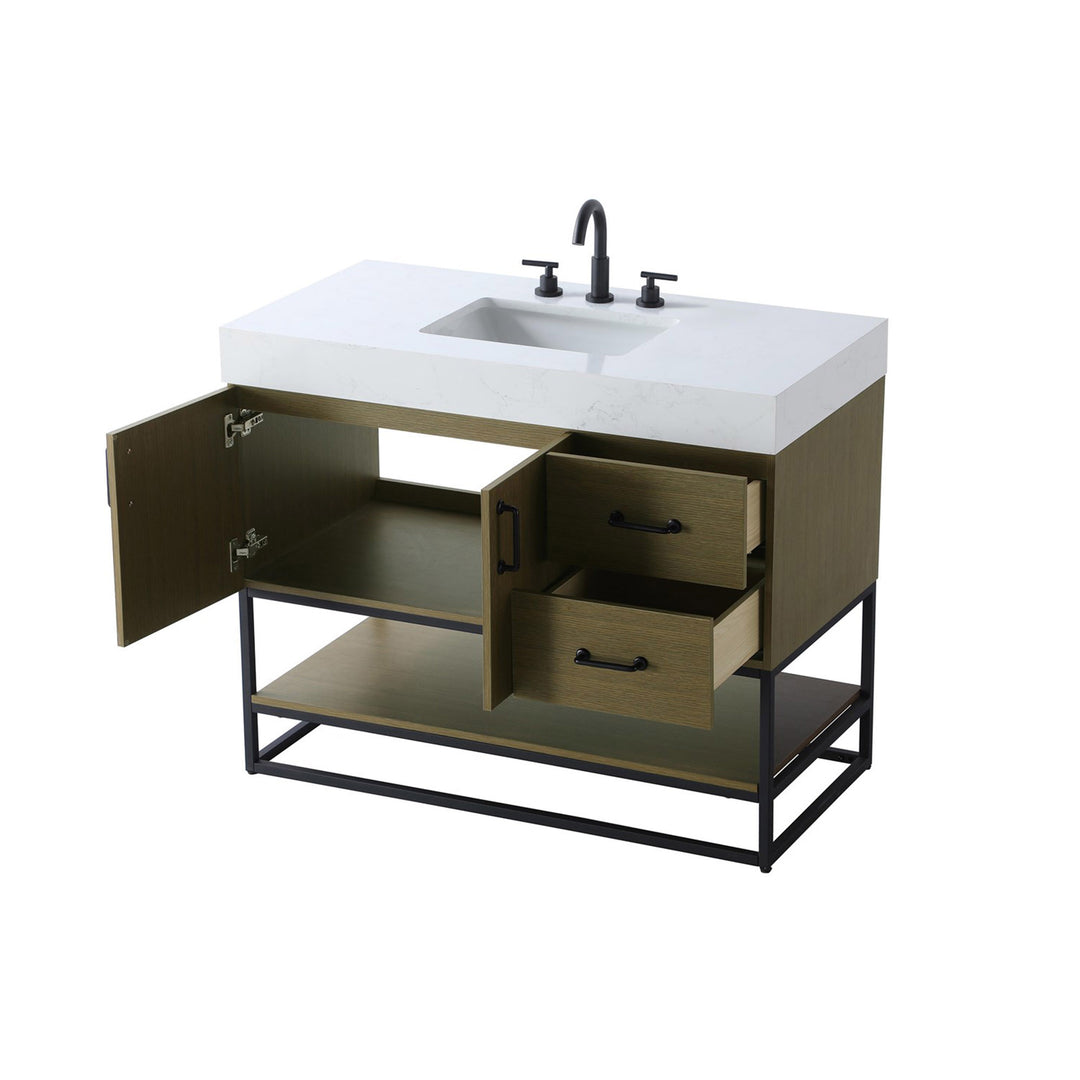 42 Inch Single Bathroom Vanity In Chestnut Brown - View 5 - Joshua Marshal