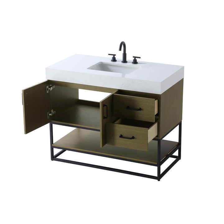 42 Inch Single Bathroom Vanity In Chestnut Brown - View 5 - Joshua Marshal