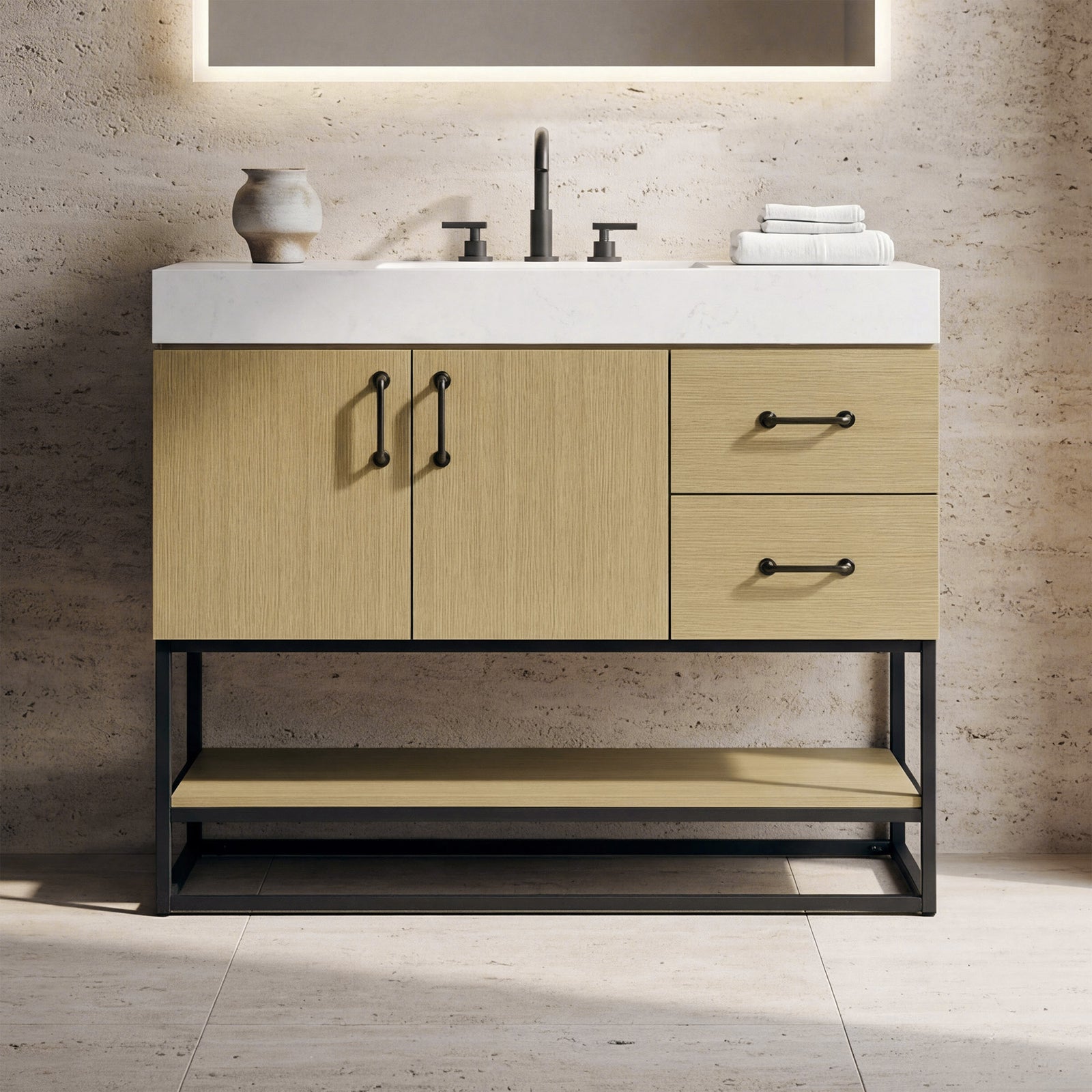 42 Inch Single Bathroom Vanity In Honey Brown Honey Brown Finish - KITCHEN & BATH by Joshua Marshal