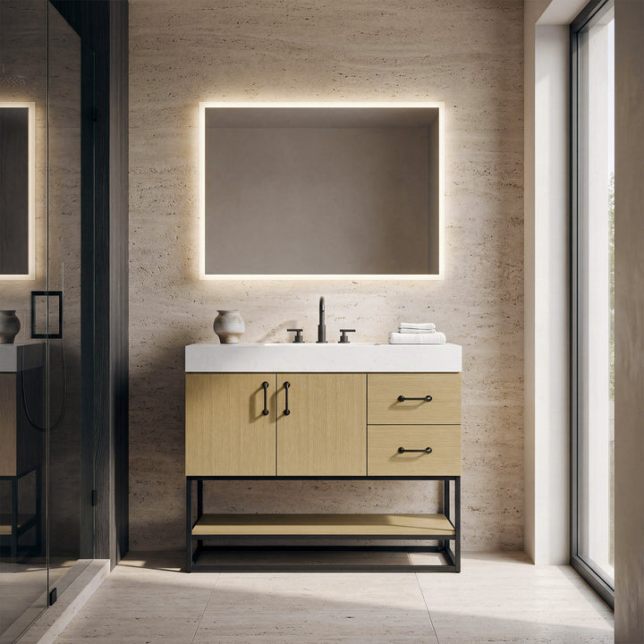 42 Inch Single Bathroom Vanity In Honey Brown - View 2 - Joshua Marshal
