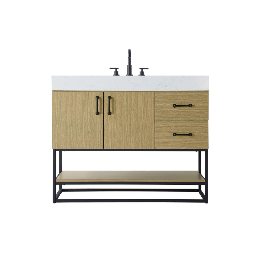 42 Inch Single Bathroom Vanity In Honey Brown - View 3 - Joshua Marshal