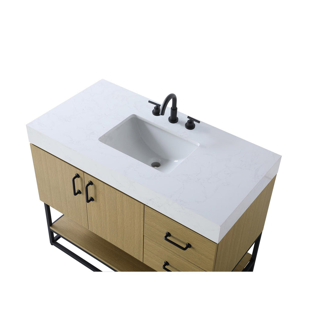42 Inch Single Bathroom Vanity In Honey Brown - View 6 - Joshua Marshal