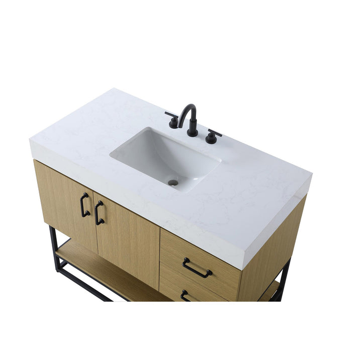 42 Inch Single Bathroom Vanity In Honey Brown - View 6 - Joshua Marshal