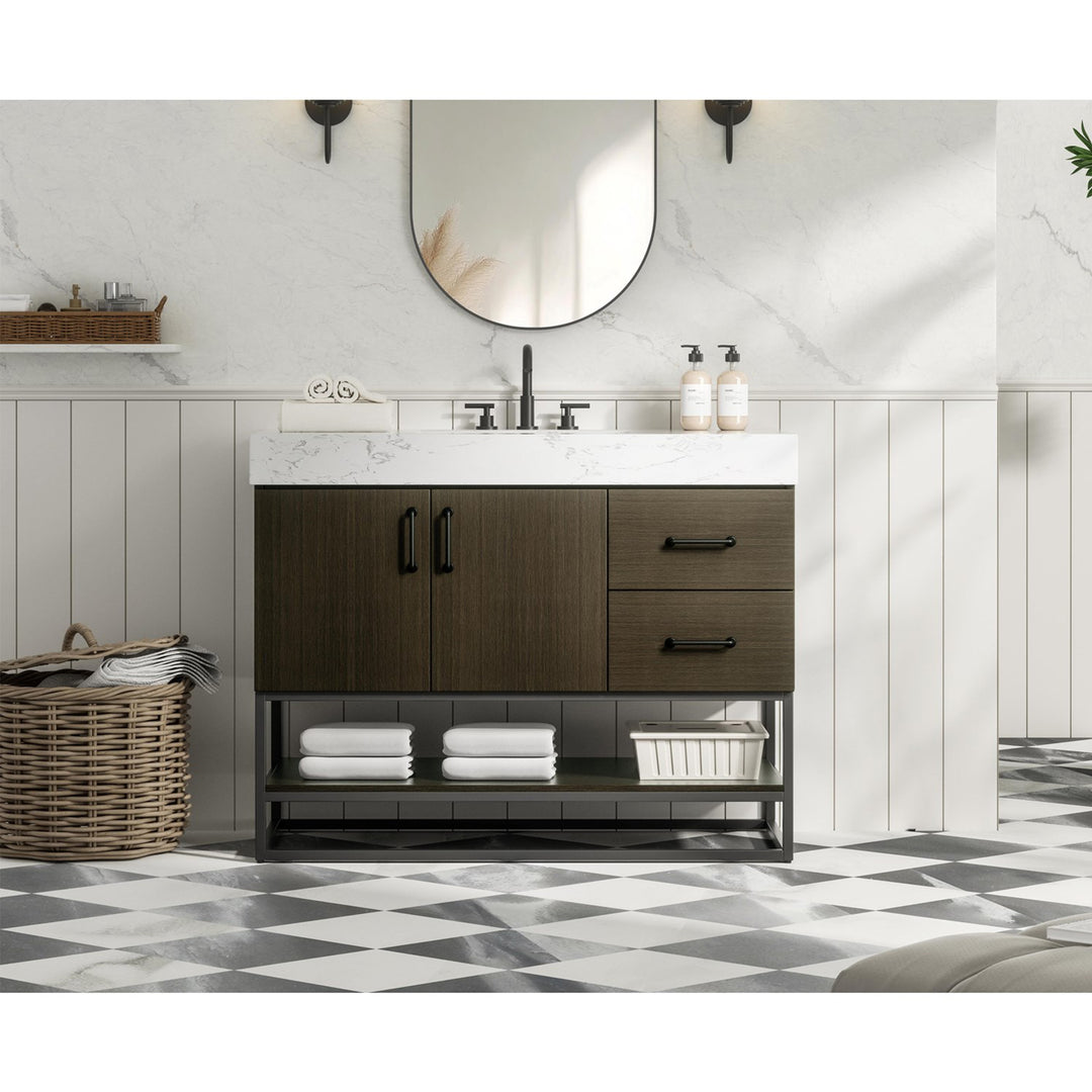 42 Inch Single Bathroom Vanity In Mocha Brown - View 2 - Joshua Marshal