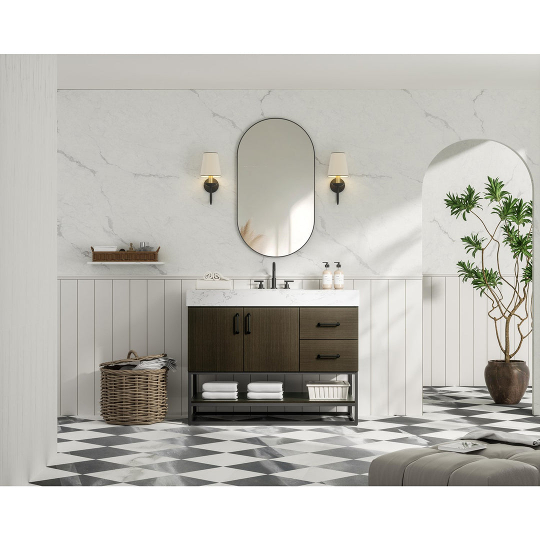 42 Inch Single Bathroom Vanity In Mocha Brown - View 3 - Joshua Marshal