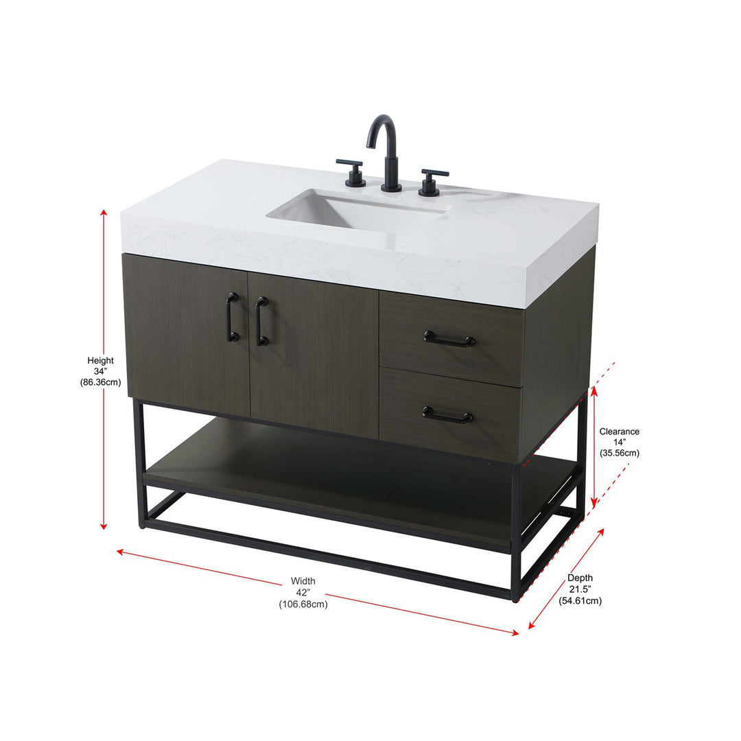 42 Inch Single Bathroom Vanity In Mocha Brown - View 6 - Joshua Marshal