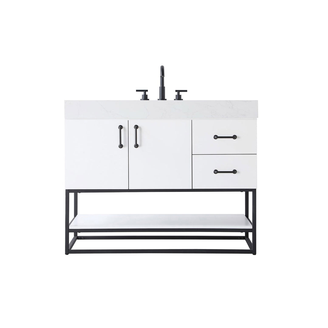 42 Inch Single Bathroom Vanity In White - View 3 - Joshua Marshal
