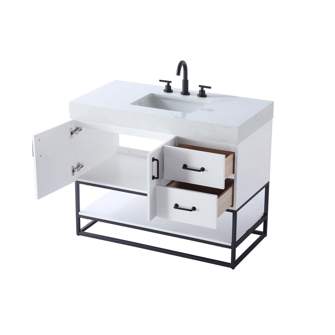 42 Inch Single Bathroom Vanity In White - View 5 - Joshua Marshal