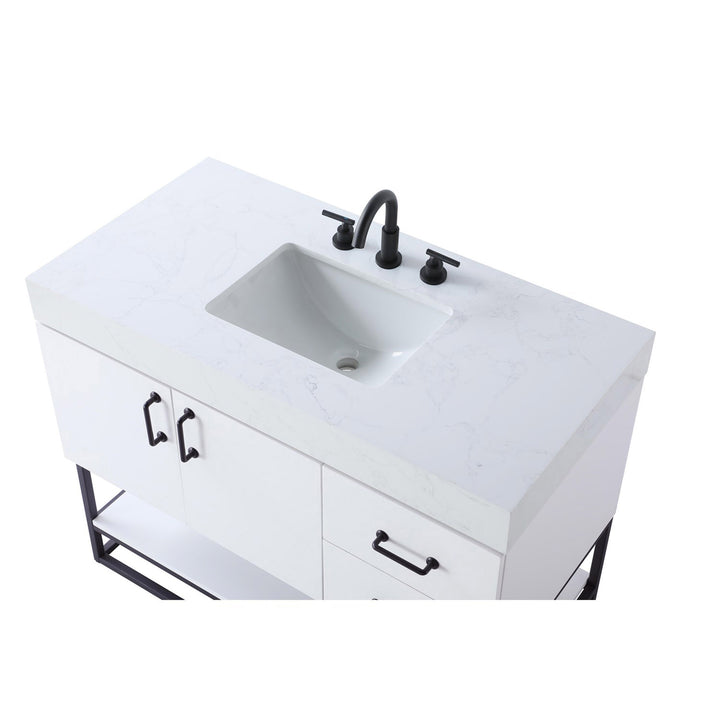 42 Inch Single Bathroom Vanity In White - View 6 - Joshua Marshal
