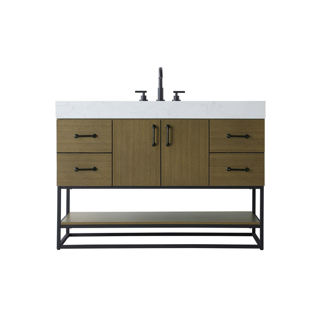 48 Inch Single Bathroom Vanity In Chestnut Brown - View 3 - Joshua Marshal