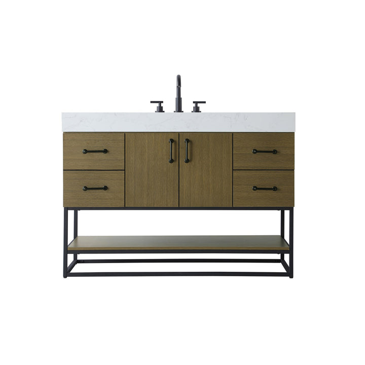 48 Inch Single Bathroom Vanity In Chestnut Brown - View 3 - Joshua Marshal